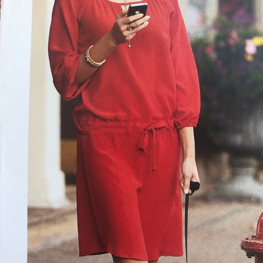 Amour Vert Red Drawstring Dress